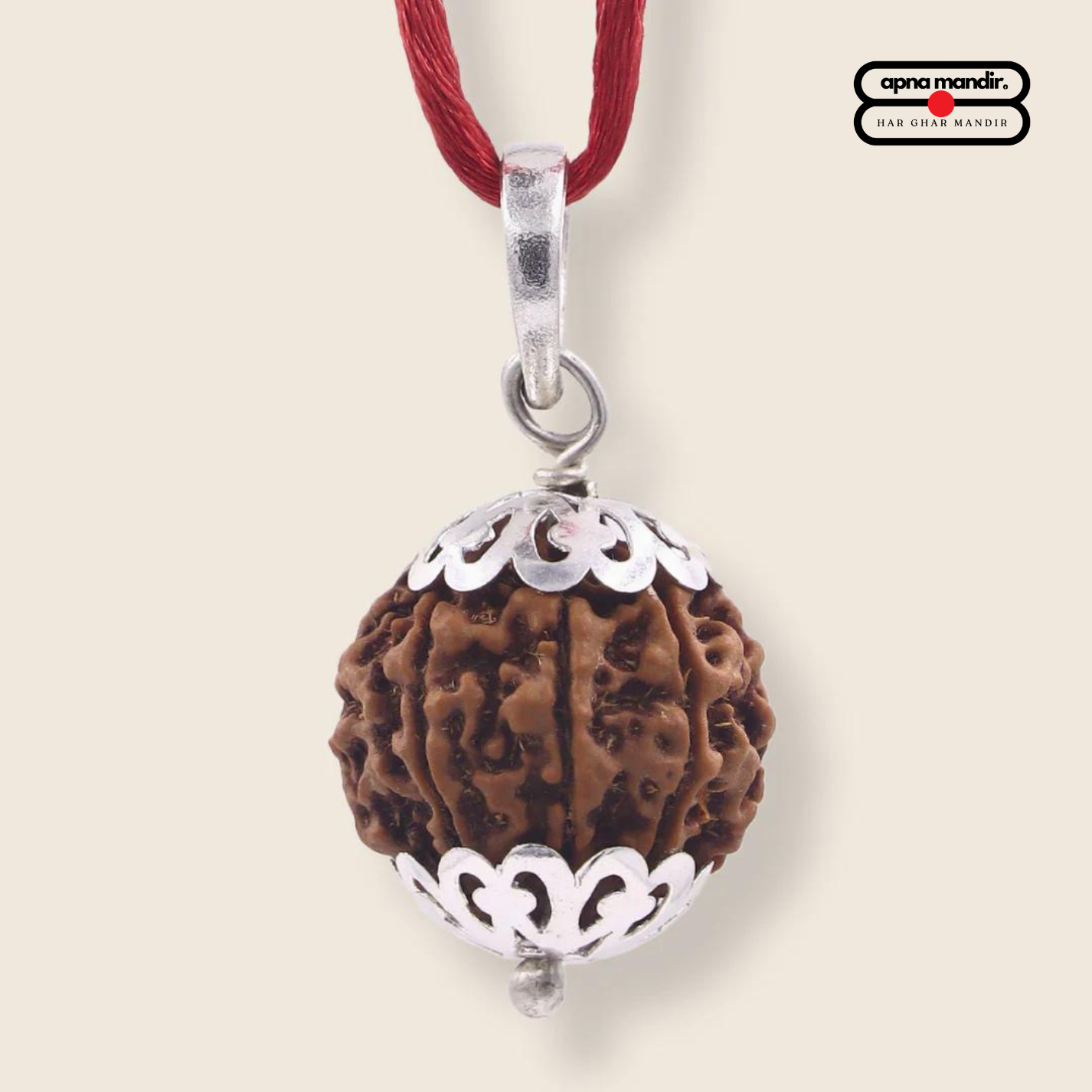 Mukhi Rudraksha Silver Capped Pendant – Apna Mandir - Main Image