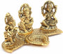Design Gold Plated Lakshmi Ganesh Saraswati Idol with Deepak Showpiece