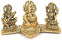 Design Gold Plated Lakshmi Ganesh Saraswati Idol with Deepak Showpiece