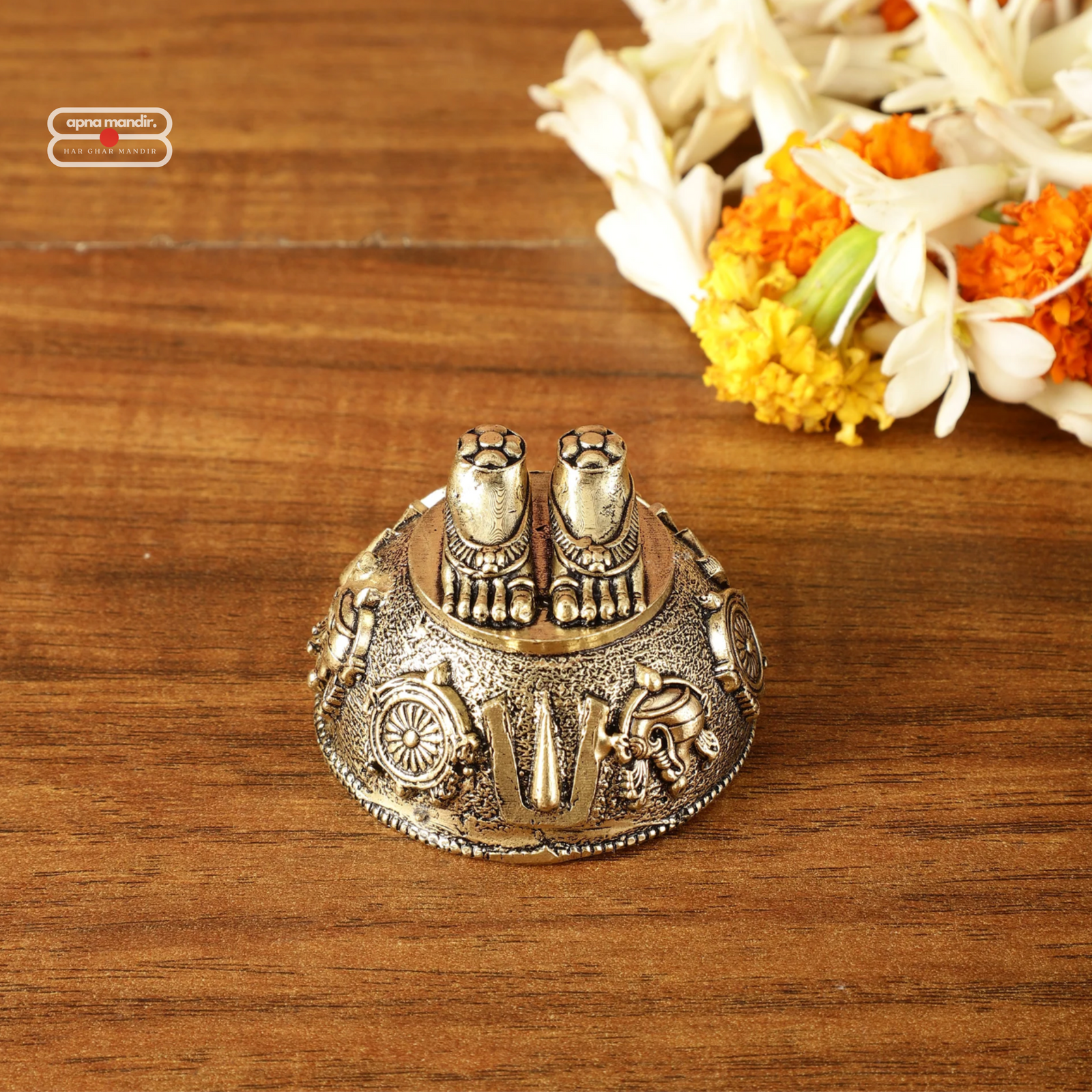 24K Gold Plated Antique Guru Ji Charan Paduka