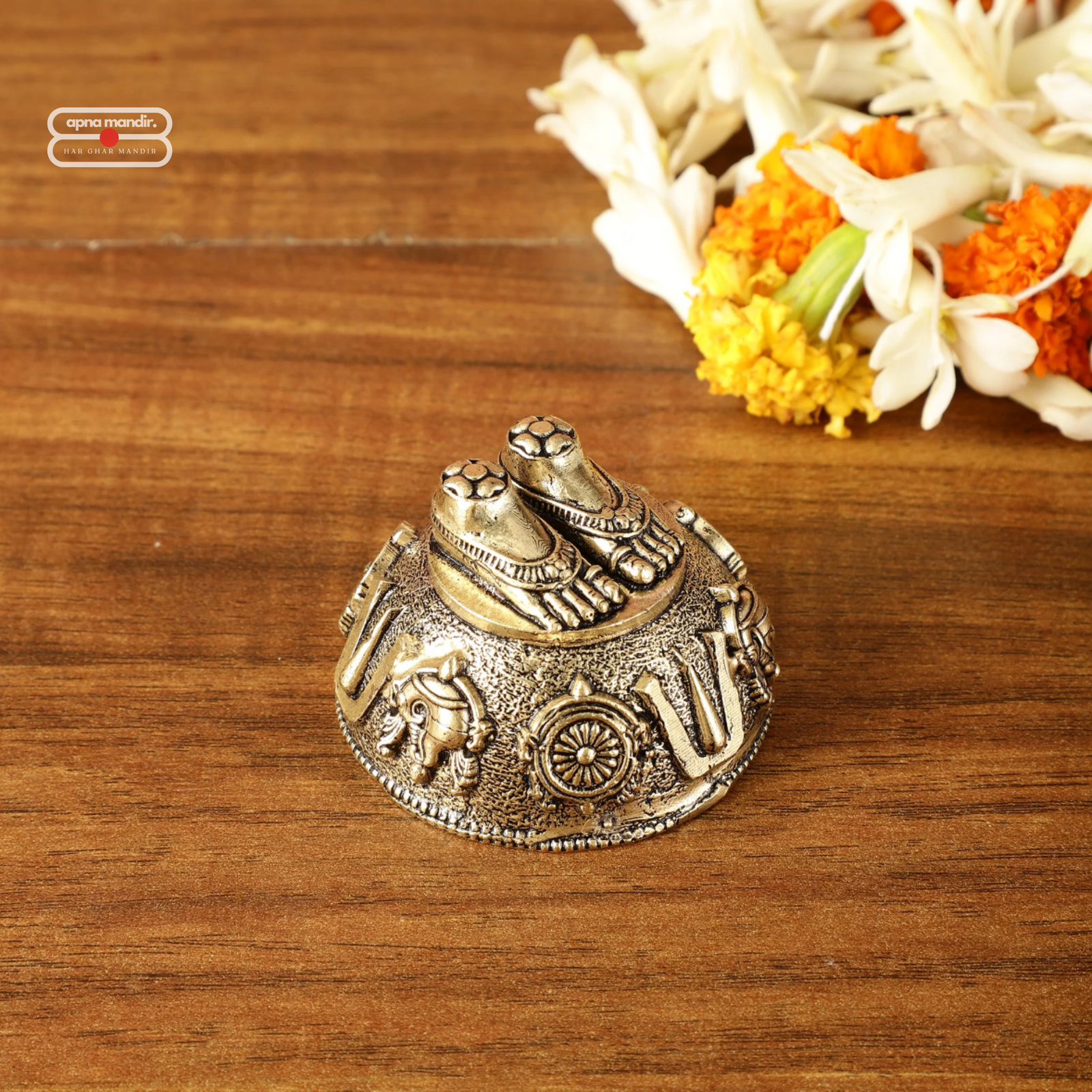 24K Gold Plated Antique Guru Ji Charan Paduka